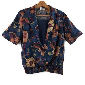 Alfred Dunner Petite SZ 10 Floral Print Blue SS